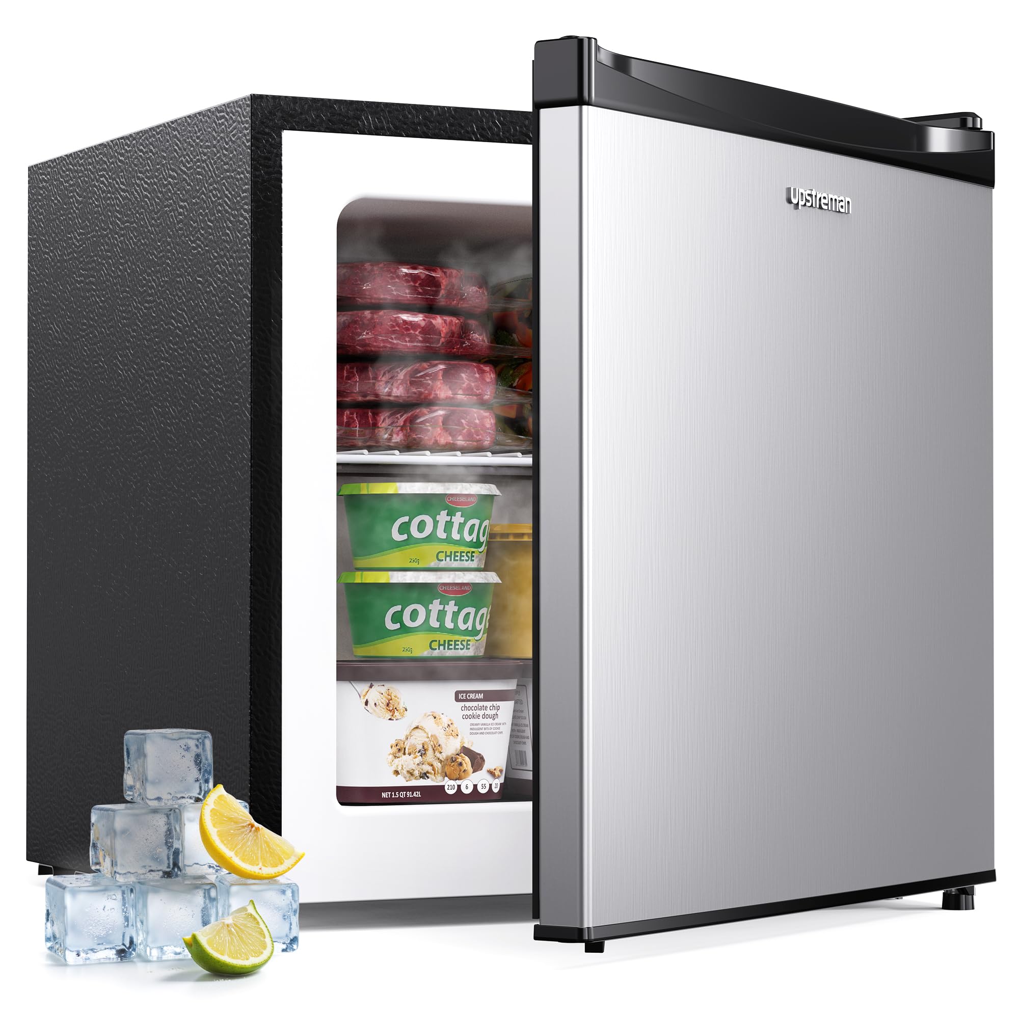 Upstreman 1.1 Cu.Ft Small Upright Freezer Compact Mini Stand Freezer