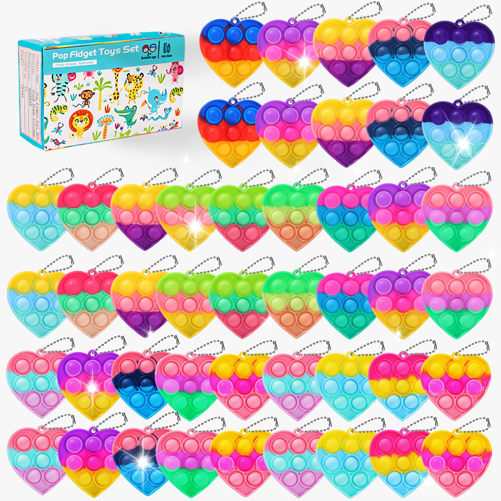 SINFOX26PCS Party Favors for Kids,Fidget Toys Bulk Its Birthday Party Favors for Kids Toddlers Adult, Small Classroom Prizes Fidgets Toys for Kids, Goodie Bag Stuffers, Bubbles Poppers