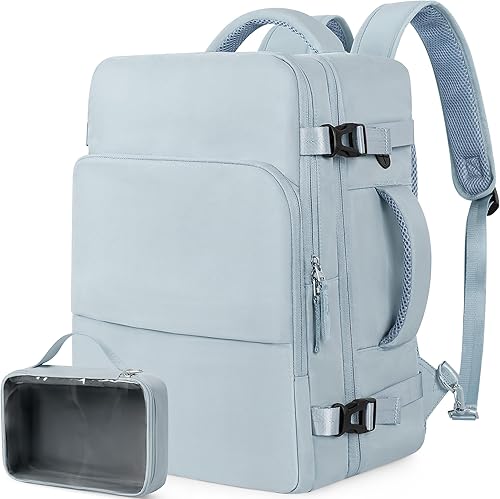 Mochila de viaje para hombres y mujeres, mochila de transporte aprobada por aerolíneas, mochila para portátil de 16 pulgadas, Azulclaro