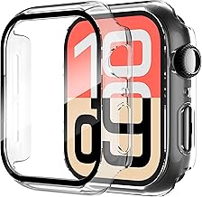 Diruite 2 Pieces Case for Apple Watch SE 3/2/1 /Series 6 5 4 40 mm Hard PC Material Ultra Thin Tempered Glass Screen Case, Transparent, 40 mm