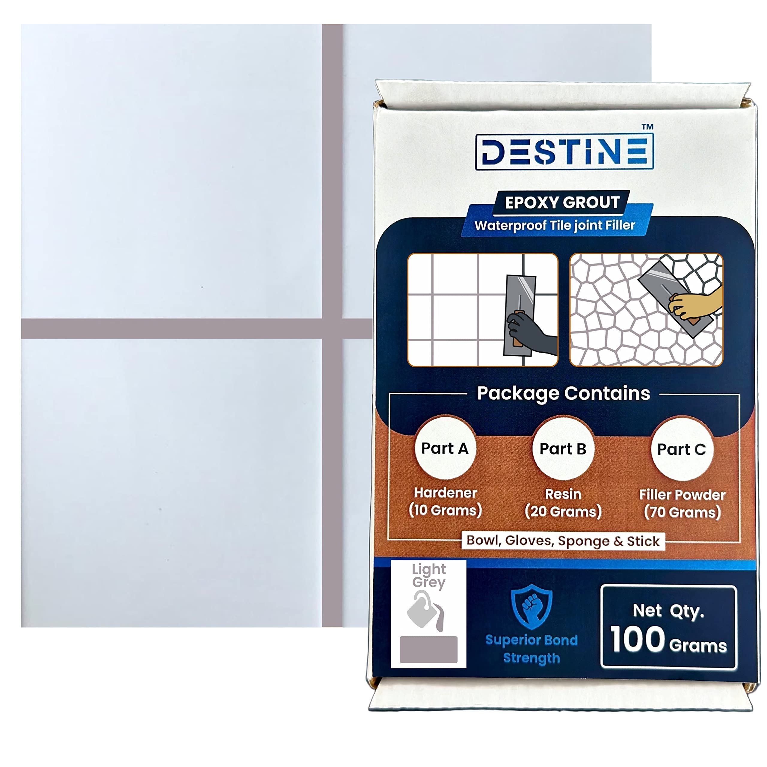 DESTINE® Epoxy Grout for Tiles (20 Colours) |Tile Grout|Tile Joint Filler|Crack Filler| (100 Gram) (Light Grey) (B0BYNP8CX5) Amazon Price History, Amazon Price Tracker
