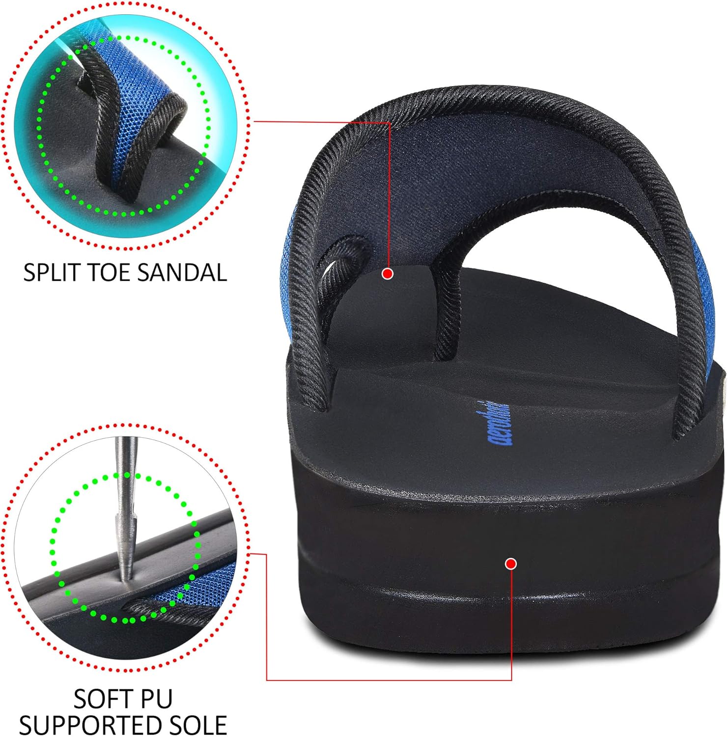 AEROTHOTIC Women's Enhalus Arch Support Thong Sandals 6 Aster Navy