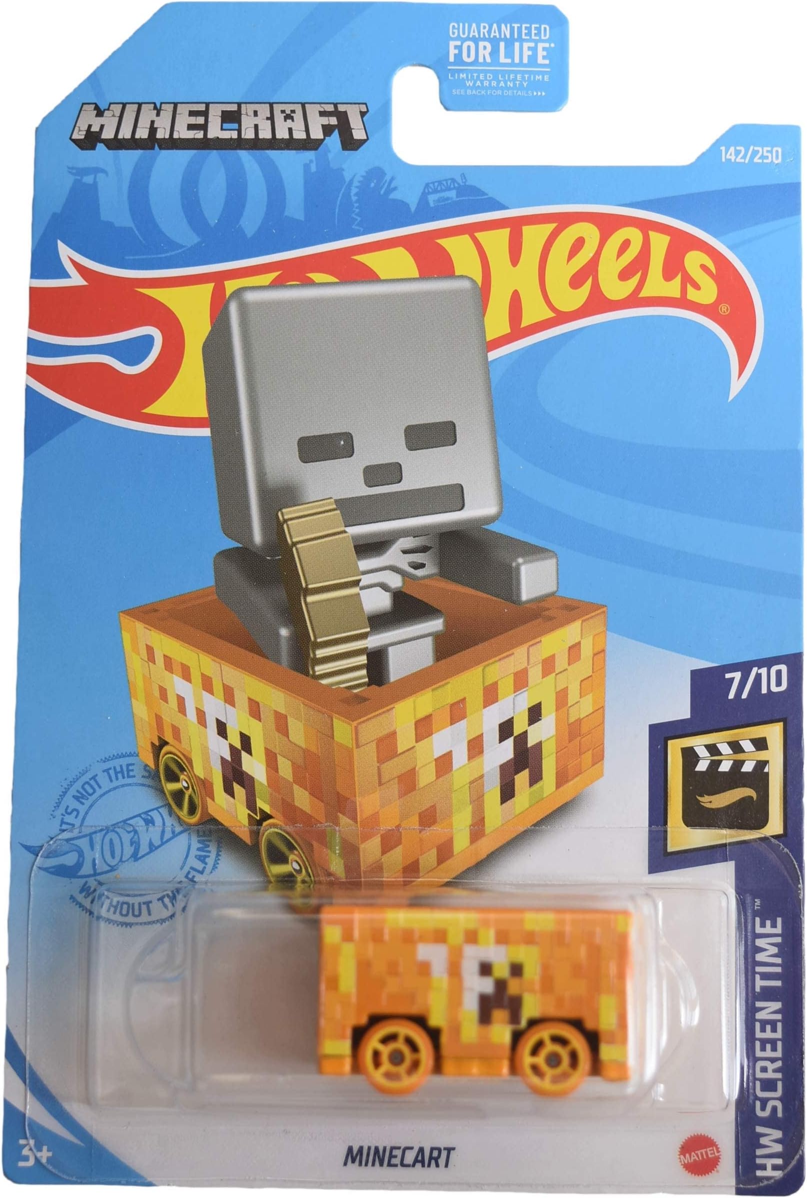 Minecart, Screen Time 7/10, Yellow, 1:64 Scale, Minecraft, 1.12 x 1.5 x 0.75 inches, Children 3+