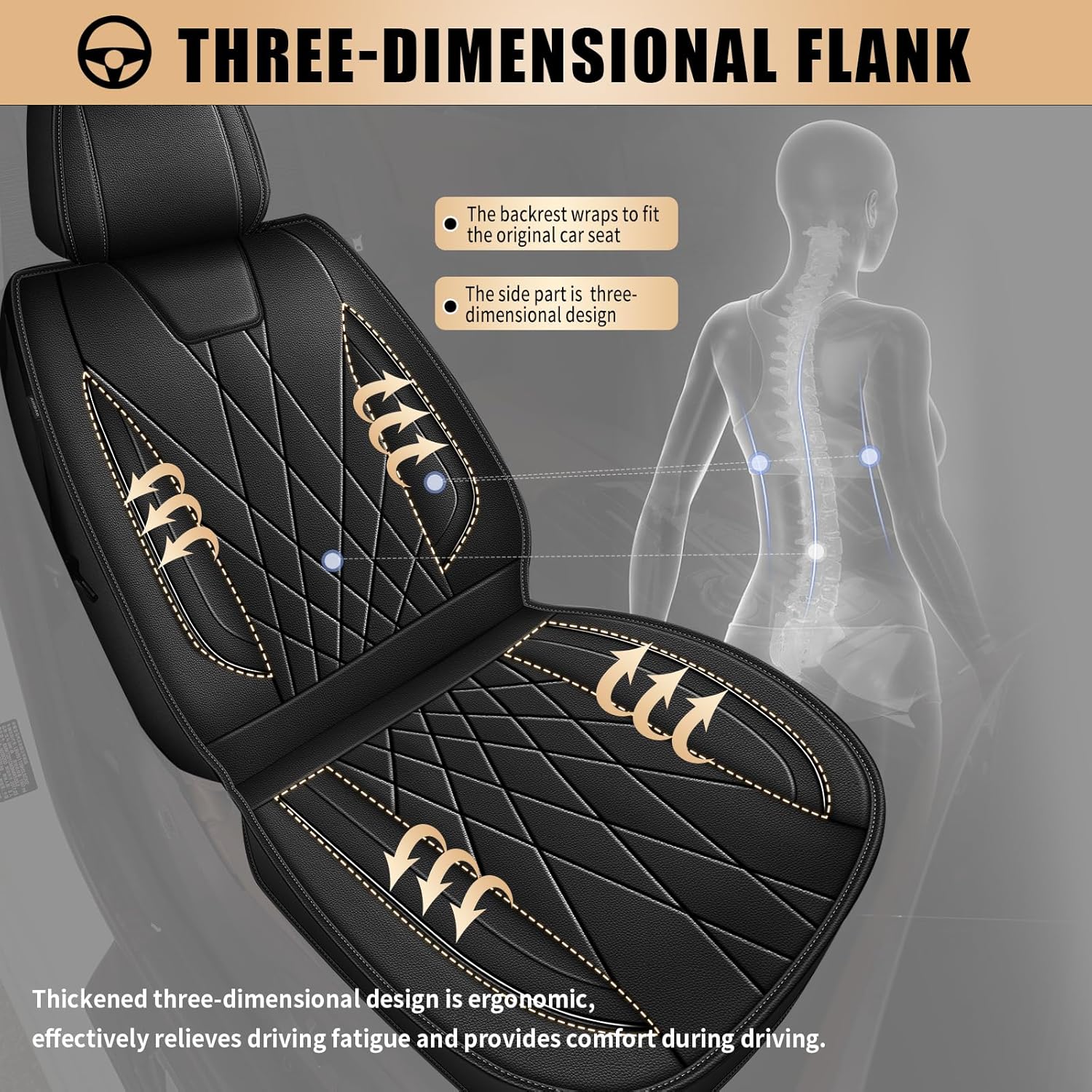 Car Seat Covers, 2 Front Fuax Leather Seat Covers for Kia Soul 2010-2025 (2 Front Set,Black)