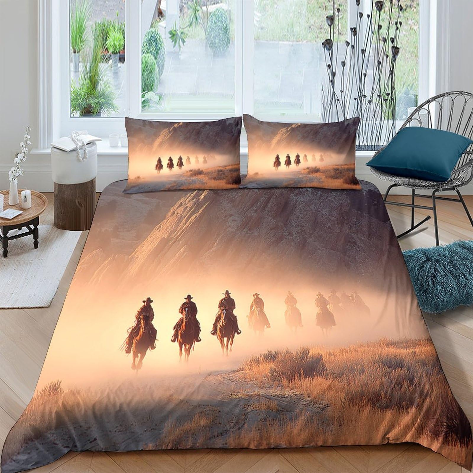 Ctjqhvkz Style-7 3D Printed Wild Horse Fitted Sheet Microfiber Soft Brown Desert Sunset Bed Cover For Bedroom Guest Room Decor Single（135X200cm）