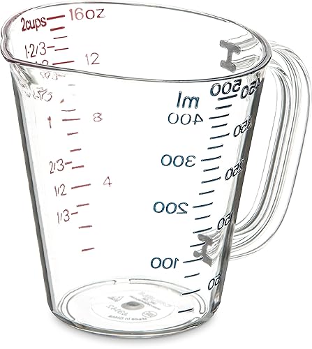 Carlisle FoodService Products 4314207 Taza medidora de plástico comercial, 1 pinta, transparente