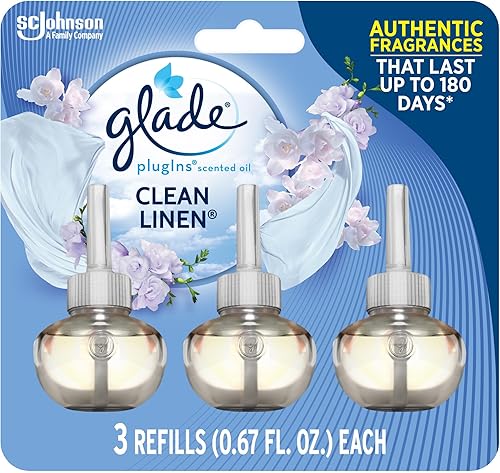 Glade Los complementos recargan a ambientadores aceites perfumados y esenciales para el hogar y el baño la ropa limpia 201 fl oz 3 cuenta Glade Los complementos recargan a ambientadores aceites perfumados y esenciales para el hogar y el baño la ropa limpia 201 fl oz 3 cuenta