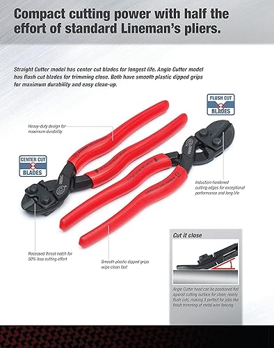 Miniatura 4 de HK Porter - Cortador de pernos compacto con cuchillas de corte central y asas sumergidas de plástico - 0890MC