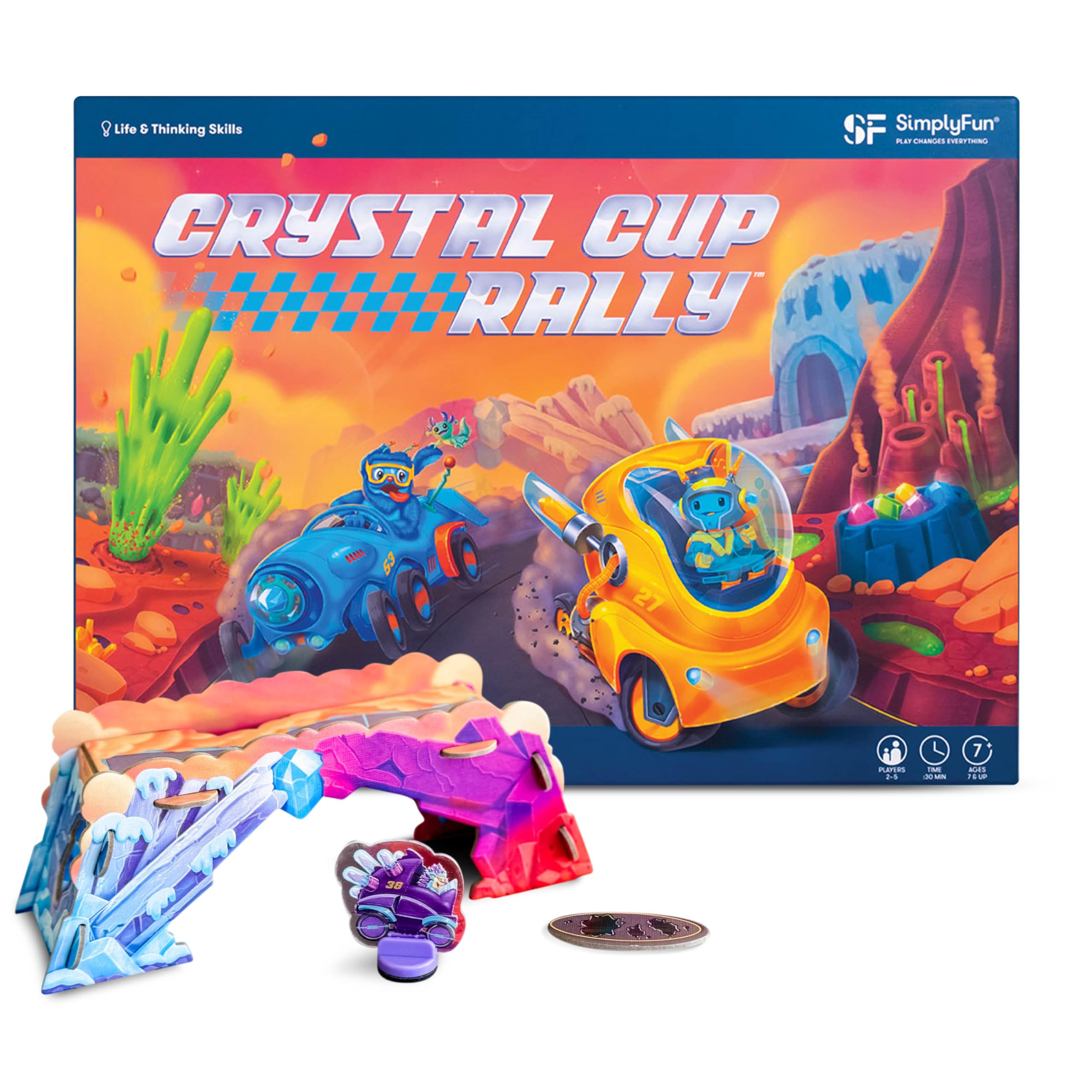 SimplyFun Crystal Cup Rally - Educational Kids Game - Develops Reasoning Skills, Planning, & Strategic Thinking - 2-5 Players, Ages 7 & Up