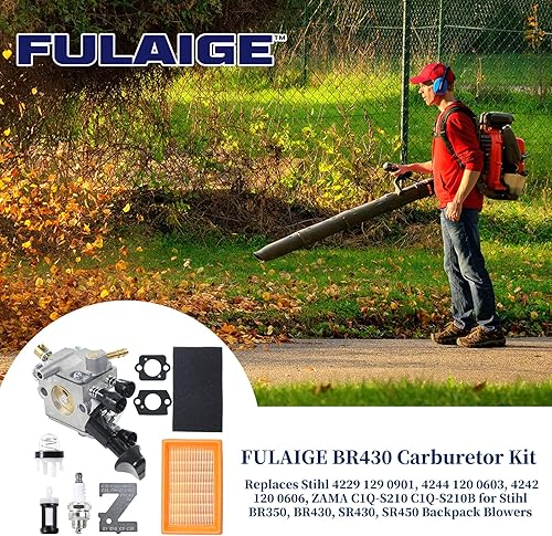 Miniatura 2 de FULAIGE El carburador BR430 reemplaza 4229 129 0901, 4244 120 0603, 4242 120 0606, BR350, BR450, Zama C1Q-S210 C1Q-S210B para Stihl BR350, BR430,