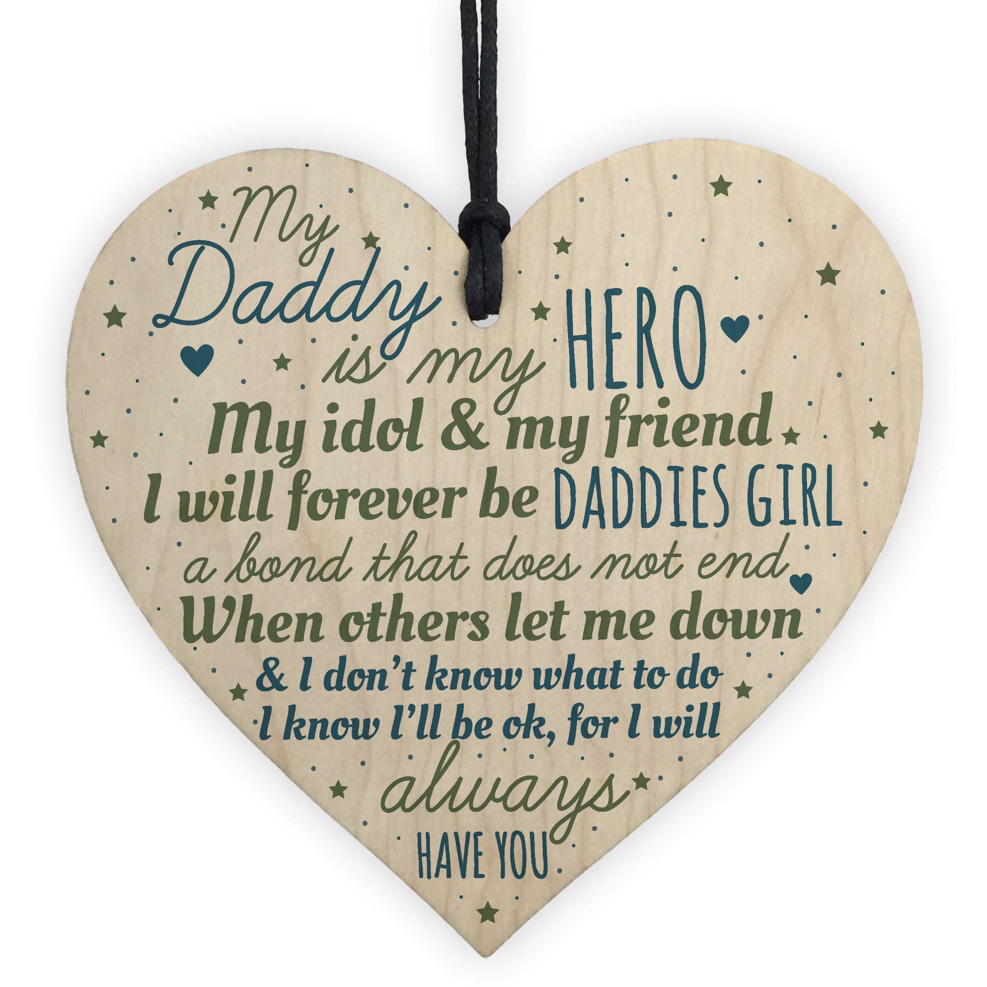 Red Ocean Handmade Daddies Girl Daddy Dad Gift Wooden Heart Chic Sign Fathers Day Gift For Him From Daughter