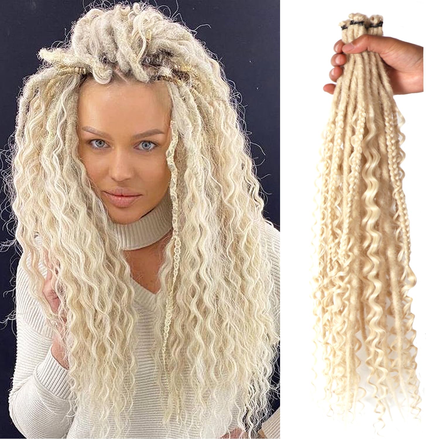 24 Inch Synthetic Dreadlock Extensions Hippie Single Ended Dreads 0.6 cm Width Loc Extensions Reggae Style Crochet Hair for Women (613#