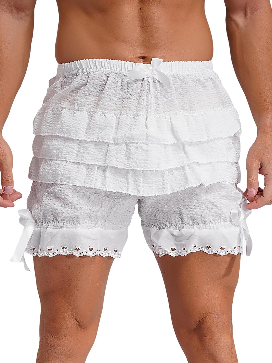 Hularka Men's Sissy Ruffled Tiered Bloomers Elastic Waistband Pumpkin Shorts Panties Underwear