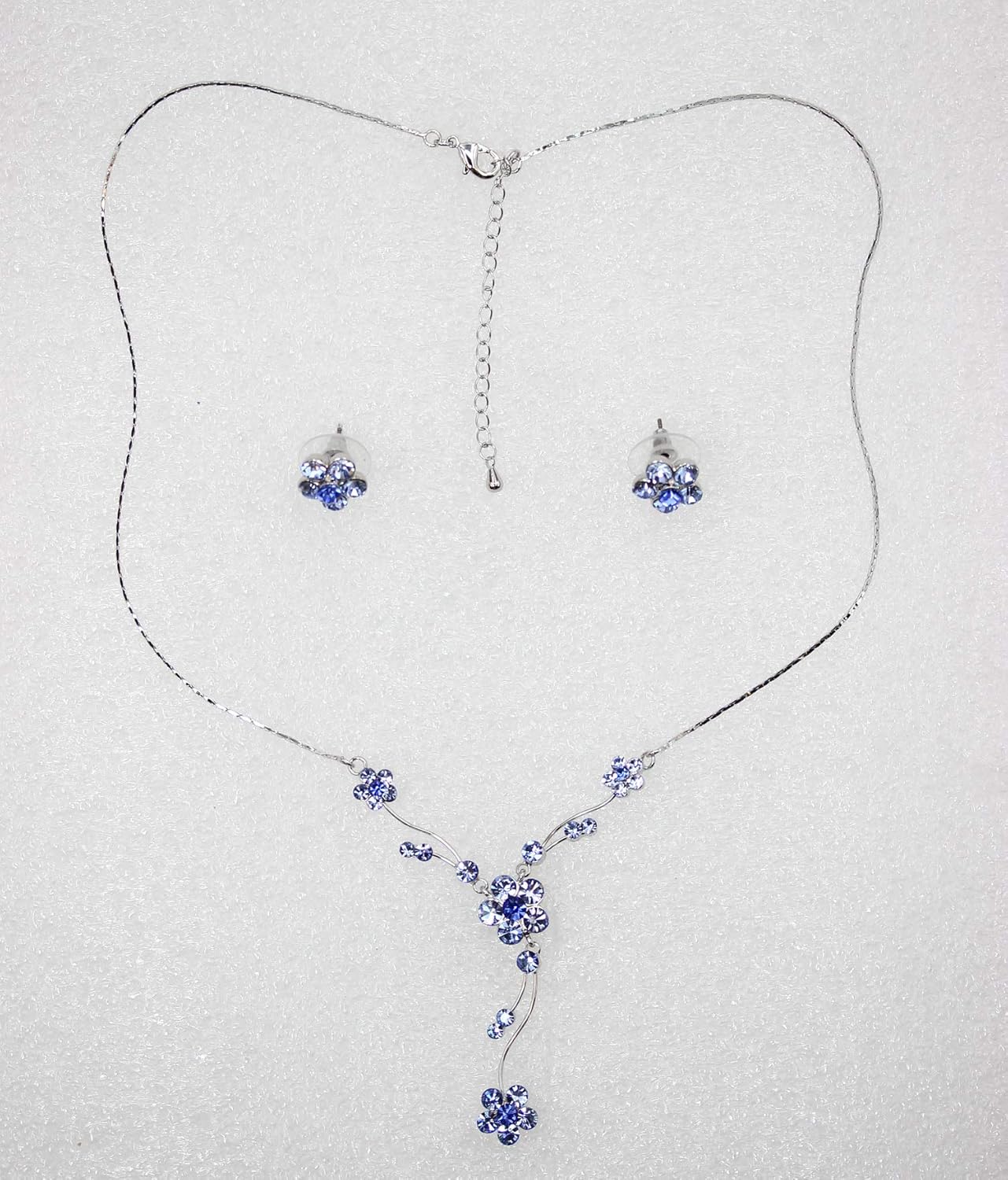 Miniatura 2 de Faship Hermoso juego de aretes de collar floral de cristal con diamantes de imitación, Diamante de imitación, Diamantes de imitación