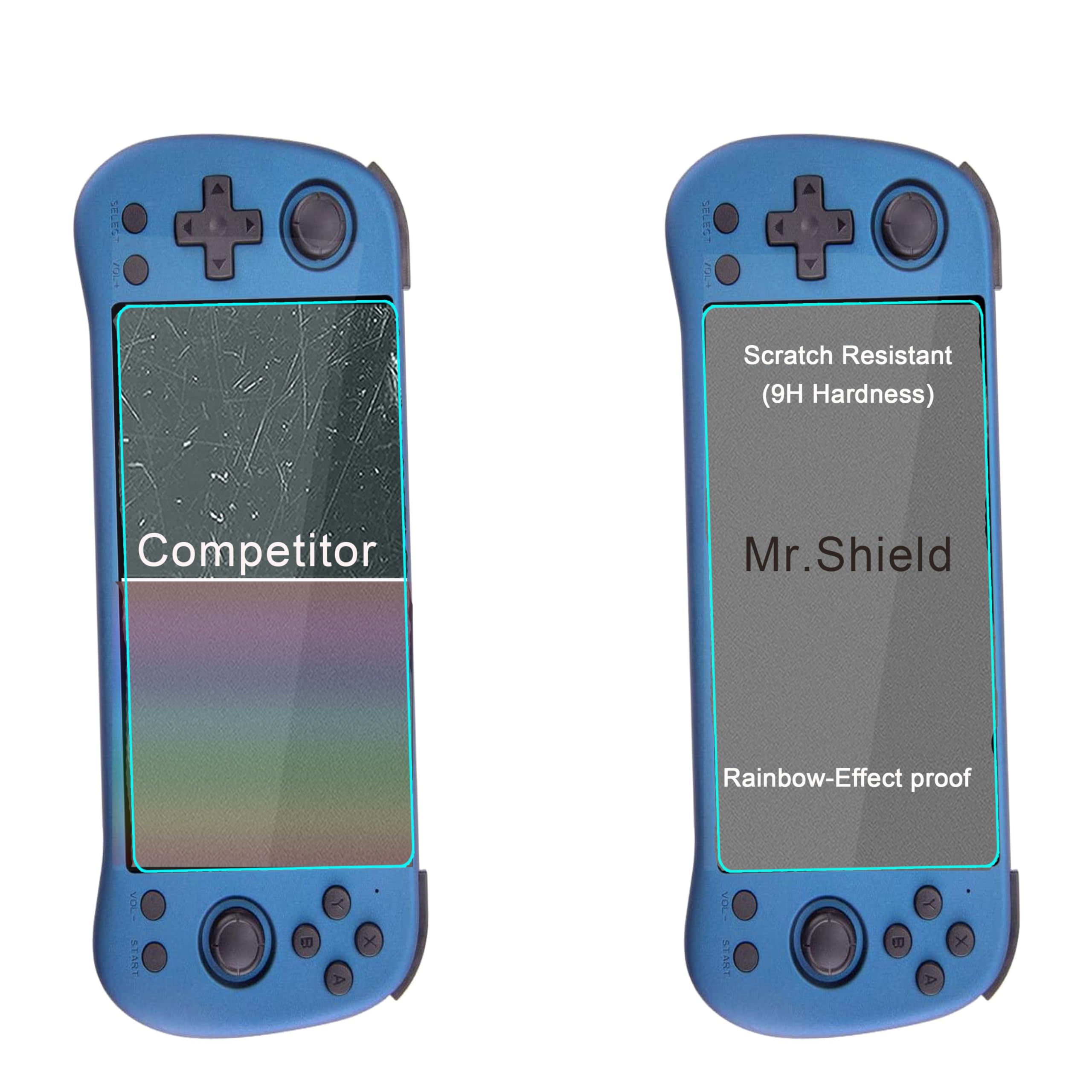 Mr.Shield Pellicola In Vetro Temperato Per POWKIDDY X55 (3 Pezzi). Durezza 9H, Bordi Arrotondati 2.5D, Installazione Senza Bolle. Proteggi Lo Schermo Della Tua Console Da Graffi E Impronte.