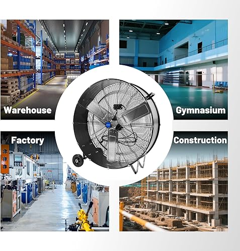 Vista 7 de NORTHSKY Ventilador de tambor industrial de 36 pulgadas, 15000 CFM de alta velocidad, 2 velocidades, potente motor de 1/3 HP, ventilador de granero