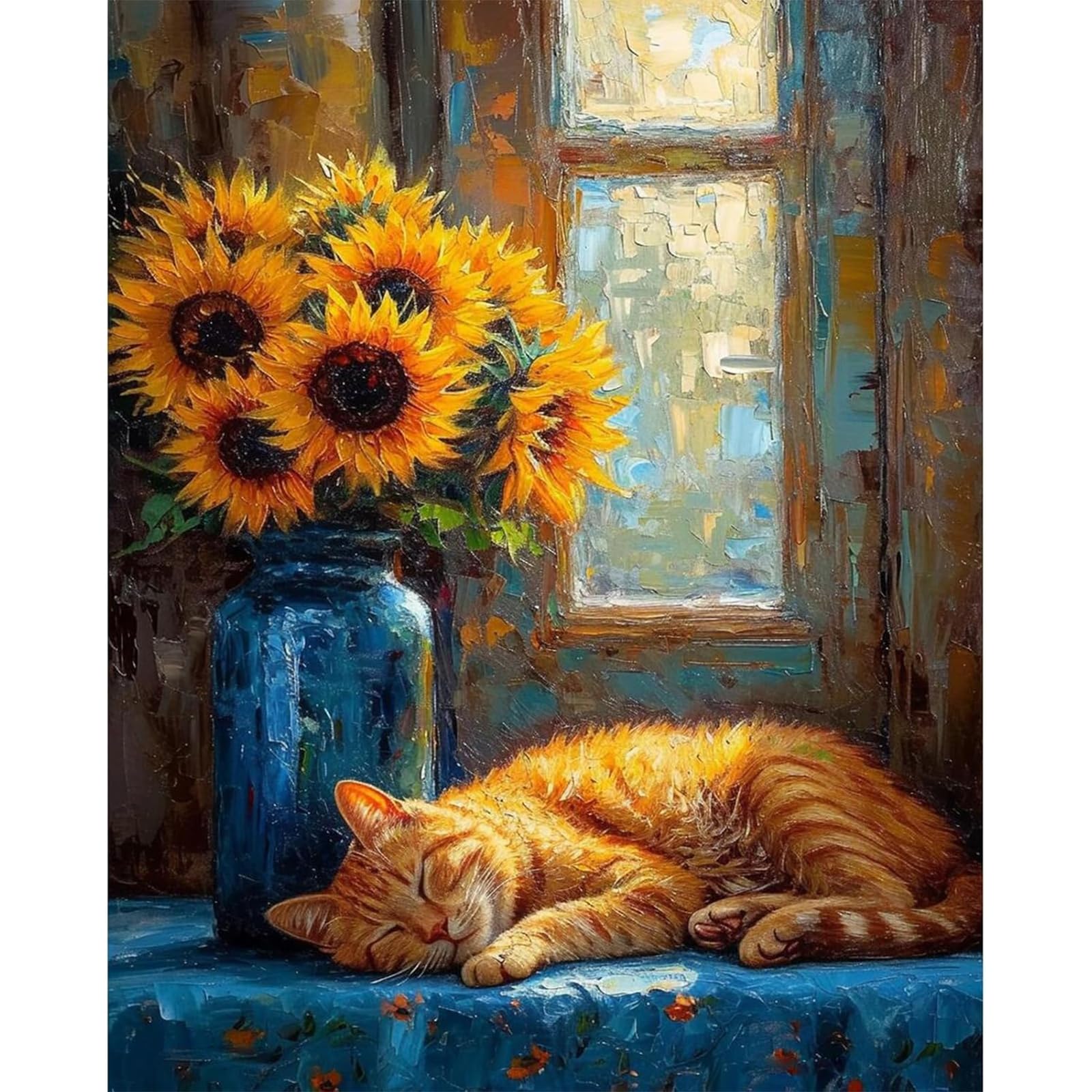 Fountor Cat Paint by Numbers for Adults, Sleeping Cat Adult Paint by Numbers Canvas Kits Without Frame, DIY Acrylic Number Painting Adults for Gifts Home Wall Decor 16x20 Inch