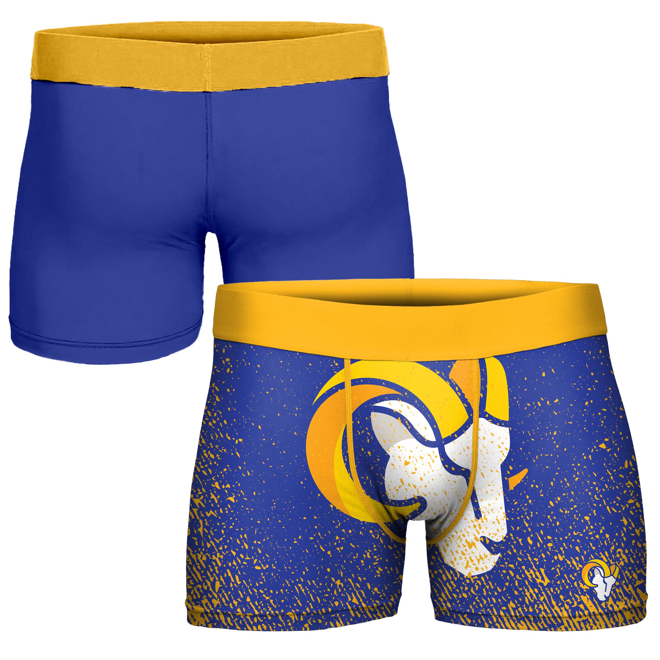 FOCO NFL Men's Officially Licensed Team Color Primary Logo Football Fan Essential Boxer Briefs Underwear - Los Angeles Rams - Small