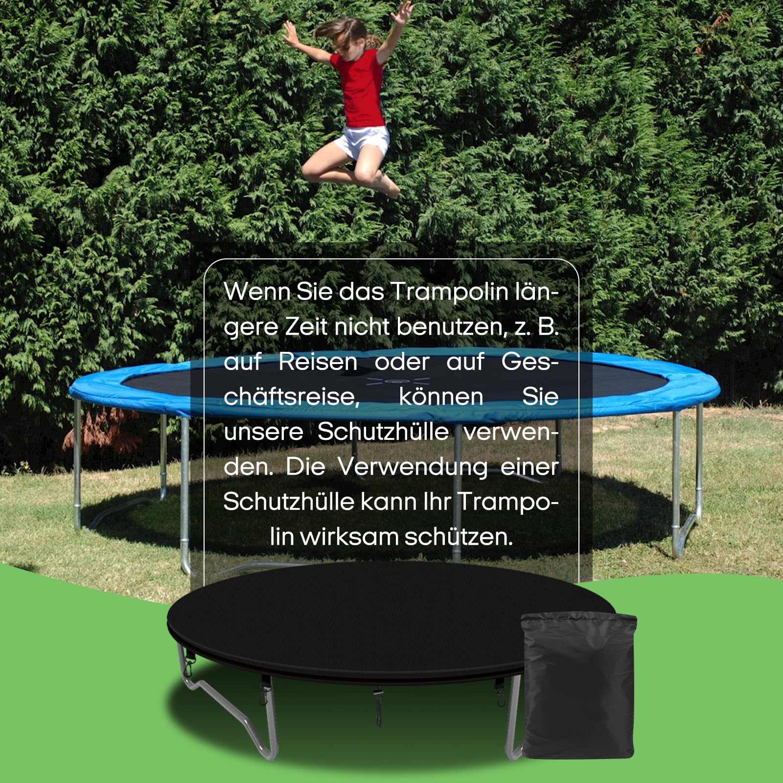 Funda Protectora para Cama Elástica Ø305cm, 600D 100% Impermeable Protección para Trampolín 305cm, con 8 Hebillas Elásticas, Resistente a Los Rayos UV Exteriores Cubierta para Cama Elastica
