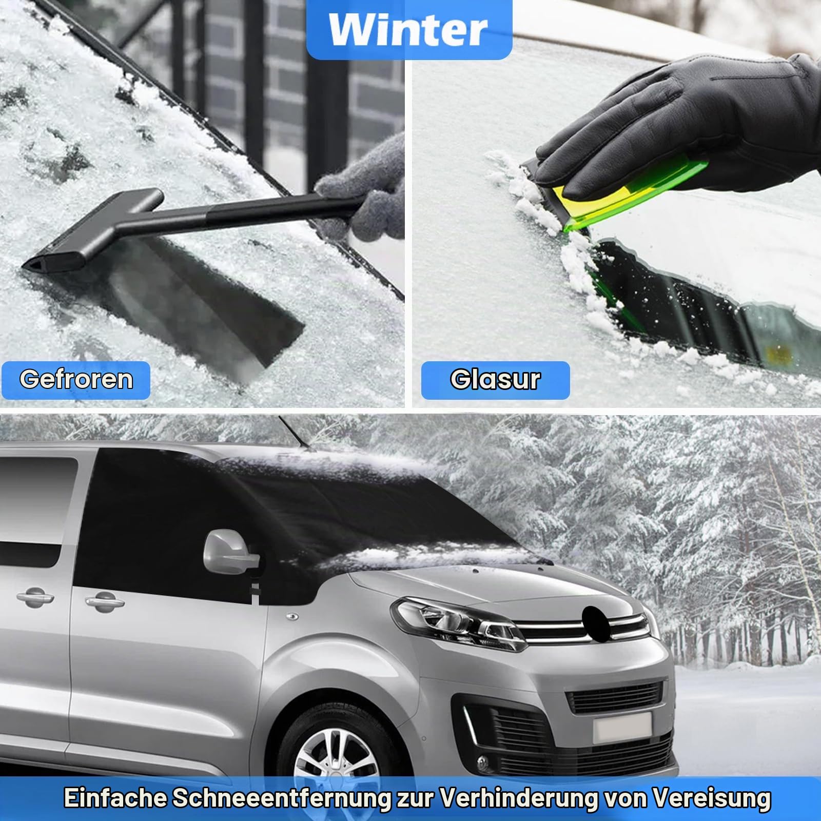 Auto Windschutzscheiben Abdeckung für 2016-2026 Citroen Jumpy Sonnenschutz | 600D Luxus Frontscheibe Wrap Cover Ersatz für 2019-2025 Opel Vivaro 2022-2025 FIAT Scudo