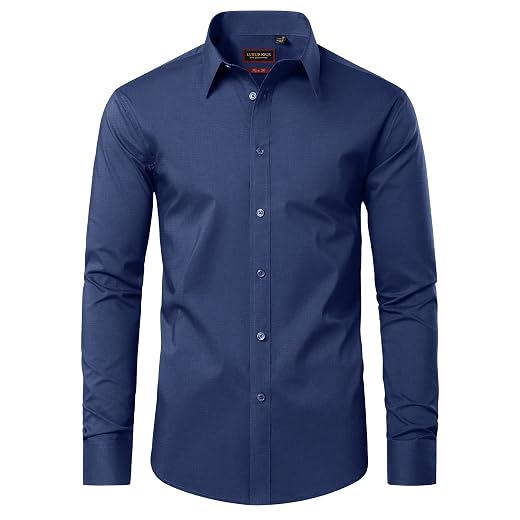 Lion Nardo Camisas sociais masculinas de manga comprida para homens camisa de botão de algodão regular grande e alto