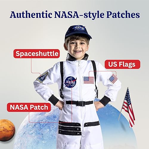 Miniatura 3 de Dress Up America Disfraz de astronauta para niños traje espacial blanco de la NASA para niños y niñas