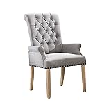 Chair with Arms Tufted Upholstered High Back Nailed Trim