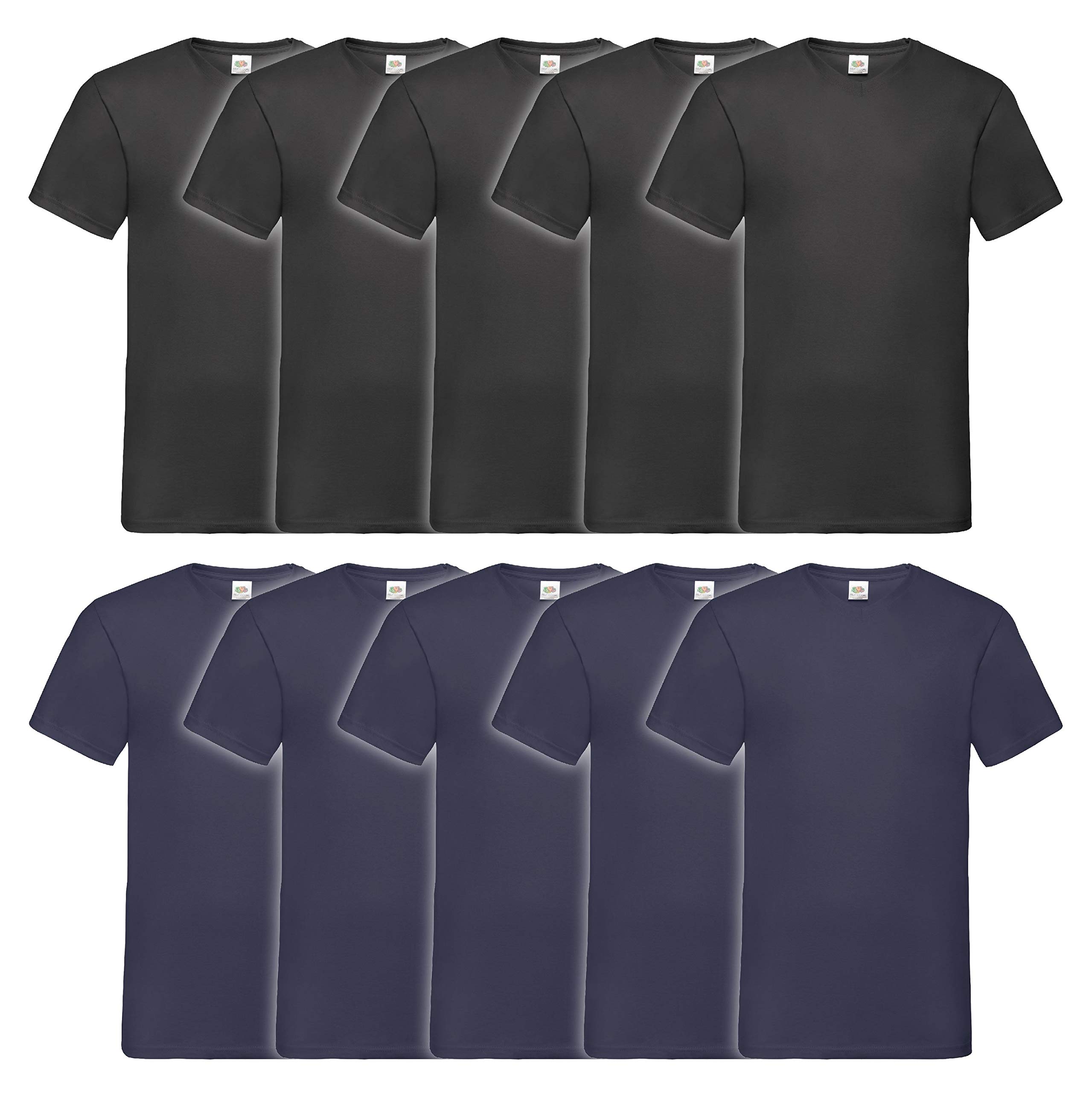 Fruit of the Loom Men's V-Neck Valueweight T-Shirt (Pack of 10) - Multicolour - XX-Large