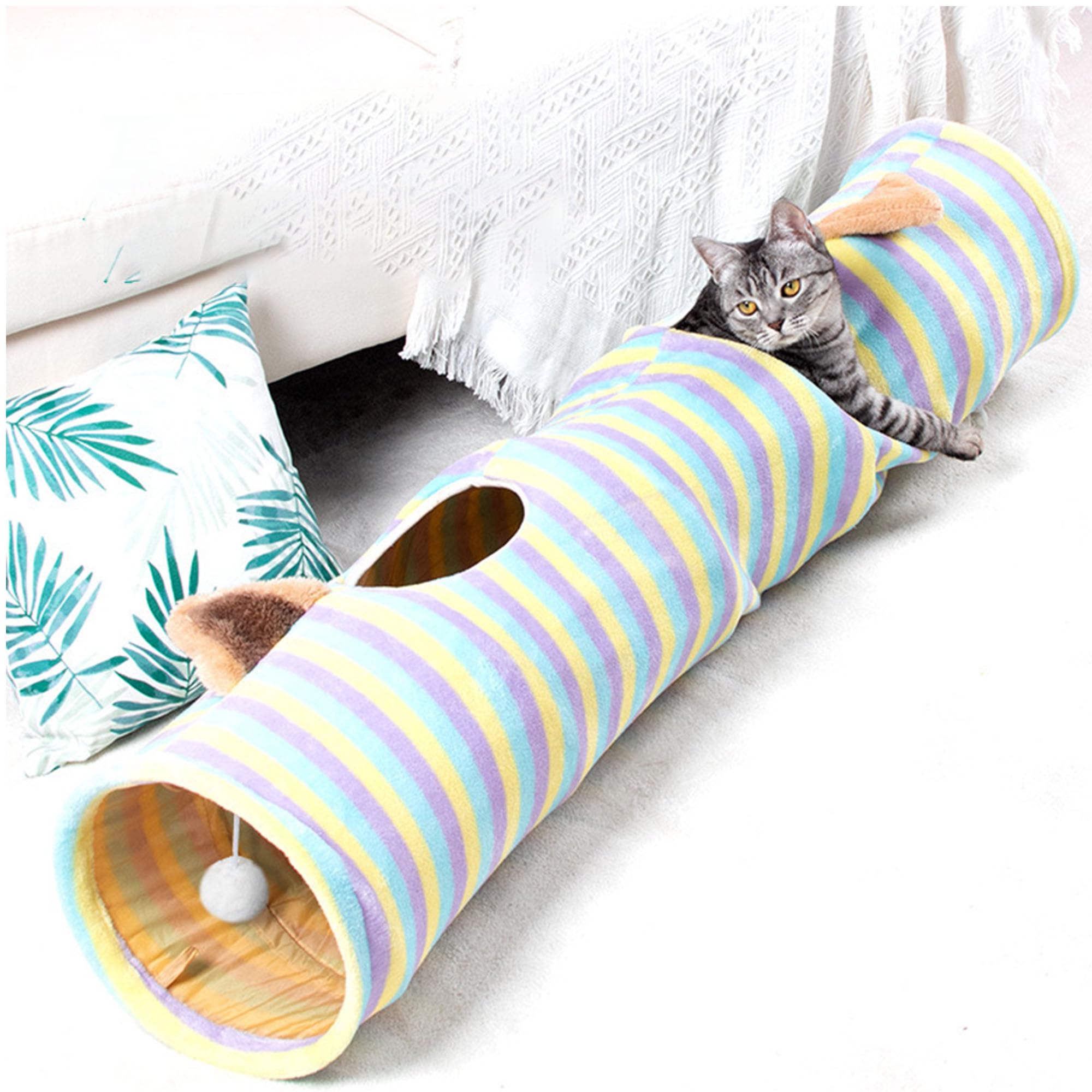 Túnel de Juguete para Gatos, Viene con Papel Sonajero, Apto para Cachorros y Conejos, Uso en Interior y Exterior (120cm)