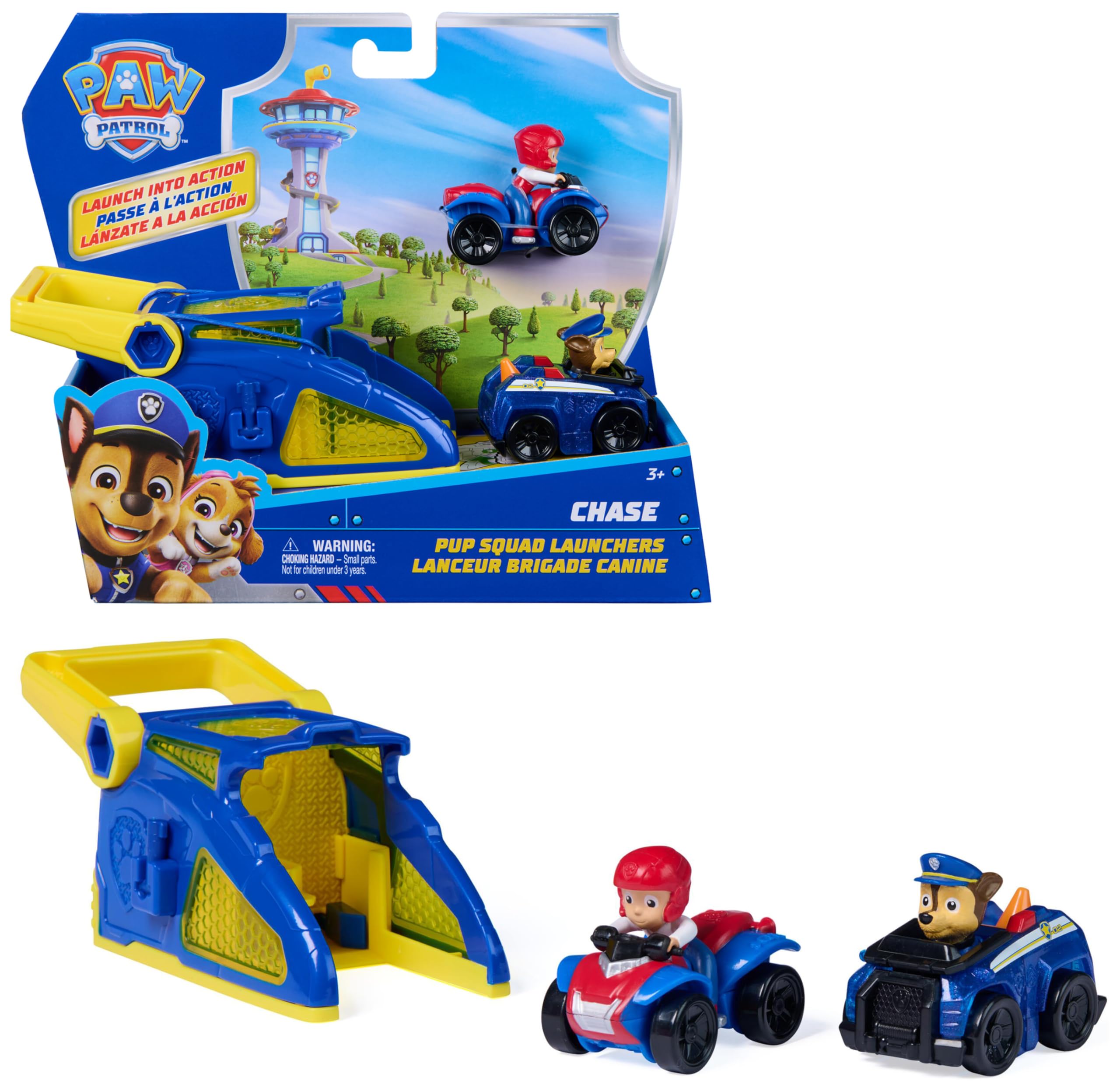 PAW PATROL – Pup Squad Launcher mit Chase & Ryder, 2 Mini Fahrzeuge (ca. 6,5cm) mit Launcher für rasanten Spielspaß, Spielzeug für Kinder ab 3 Jahren