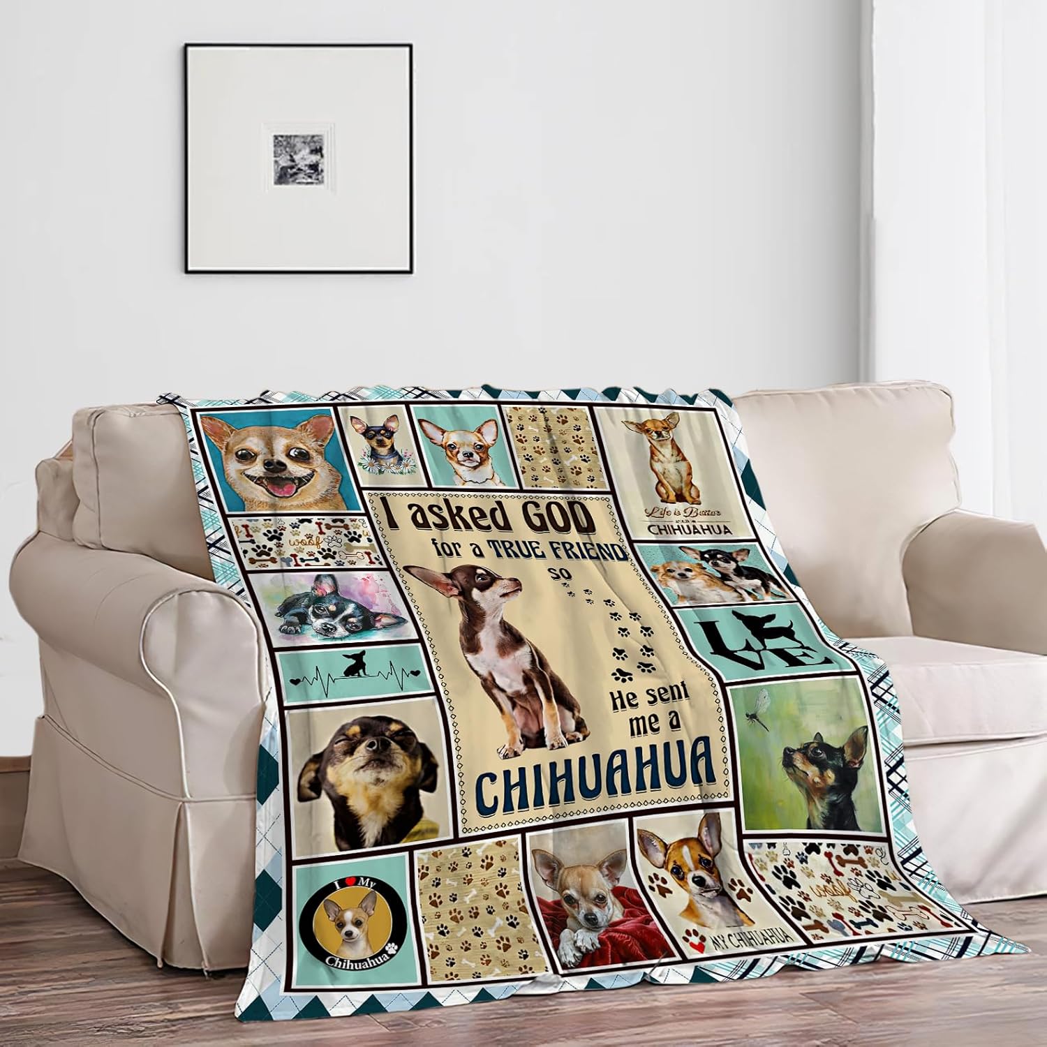 Chihuahua Dog Blanket Dog Decor Throw Blanket Super Warm Soft Plush Lightweight Fleece Flannel Cute Animal Blanket Gifts for Girls Baby Kids Women Boys for Winter Couch Bedding 40"X50" - Image 5