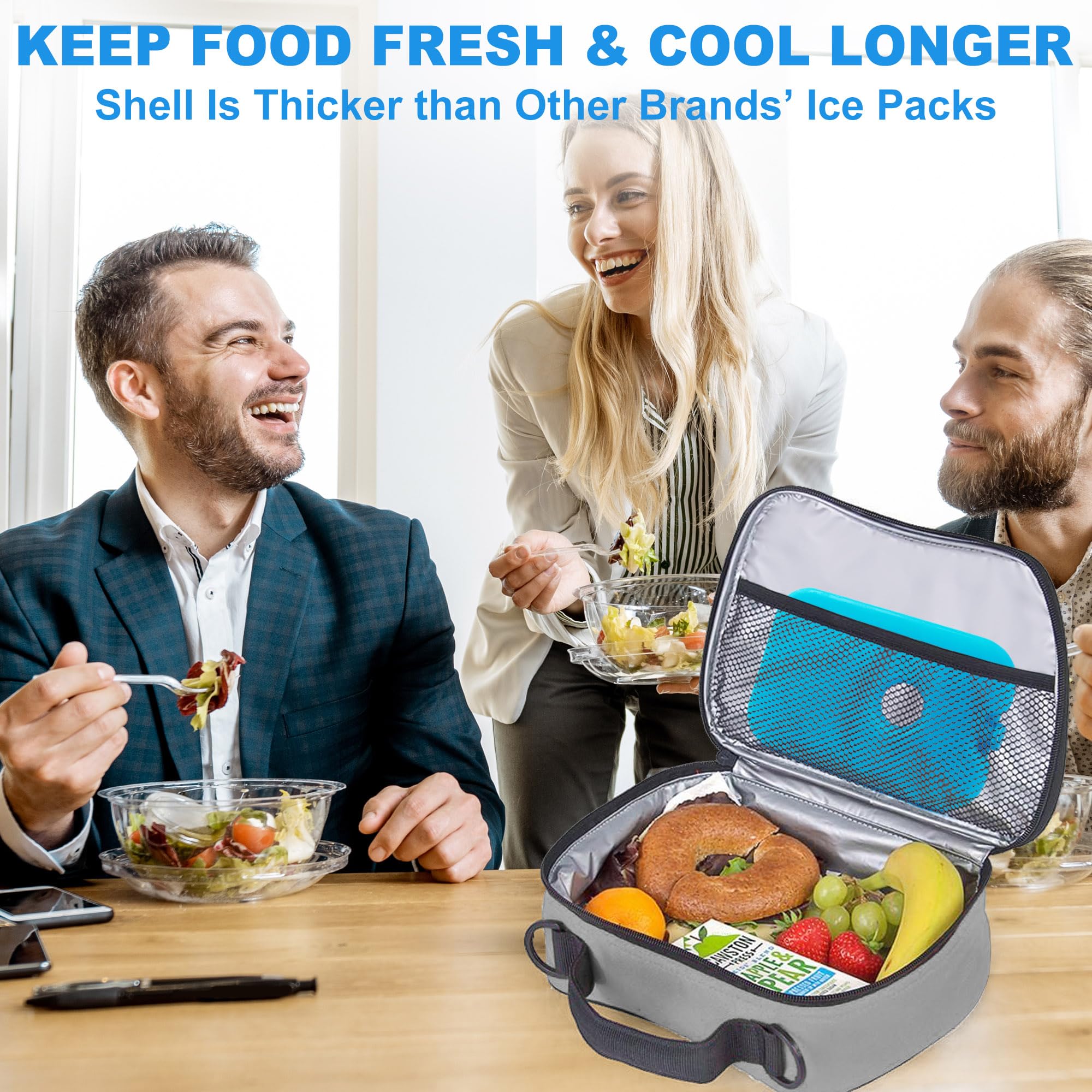 LotFancy Lot de 6 Sacs de Glace réutilisables pour congélateur, Longue durée de Vie, Blocs de Glace Bleus, réutilisables pour Aliments, Boissons, Lait