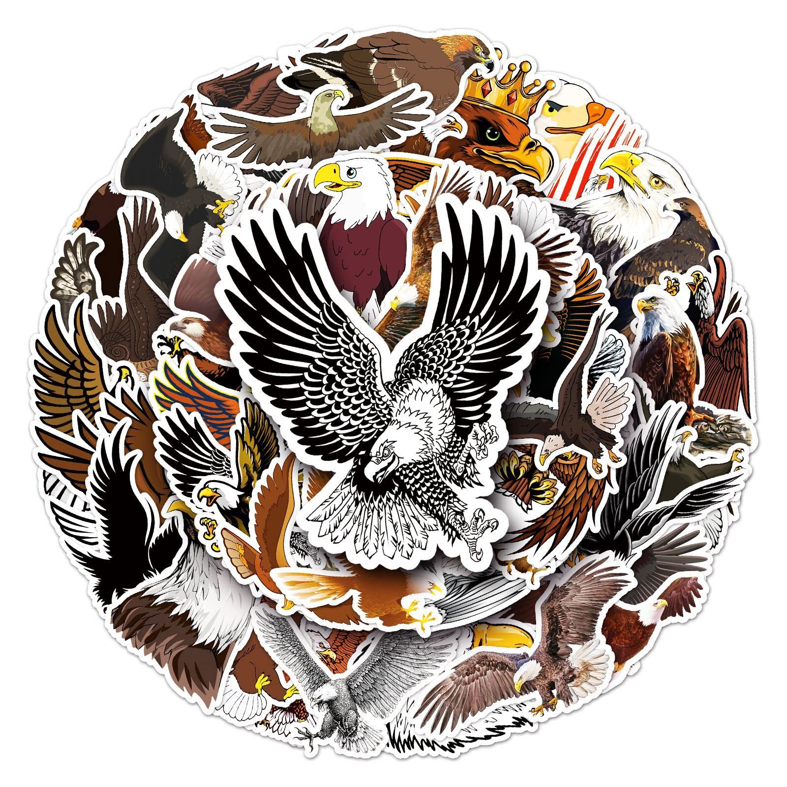 50Pcs Eagle Stickers Laptop Car Scrapbook Phone Skateboard Suitcase Luggage Bike Hawk Stickers Vinyl Waterproof Aesthetic Personalised Stickers for Teens Boys Girls Adults Children