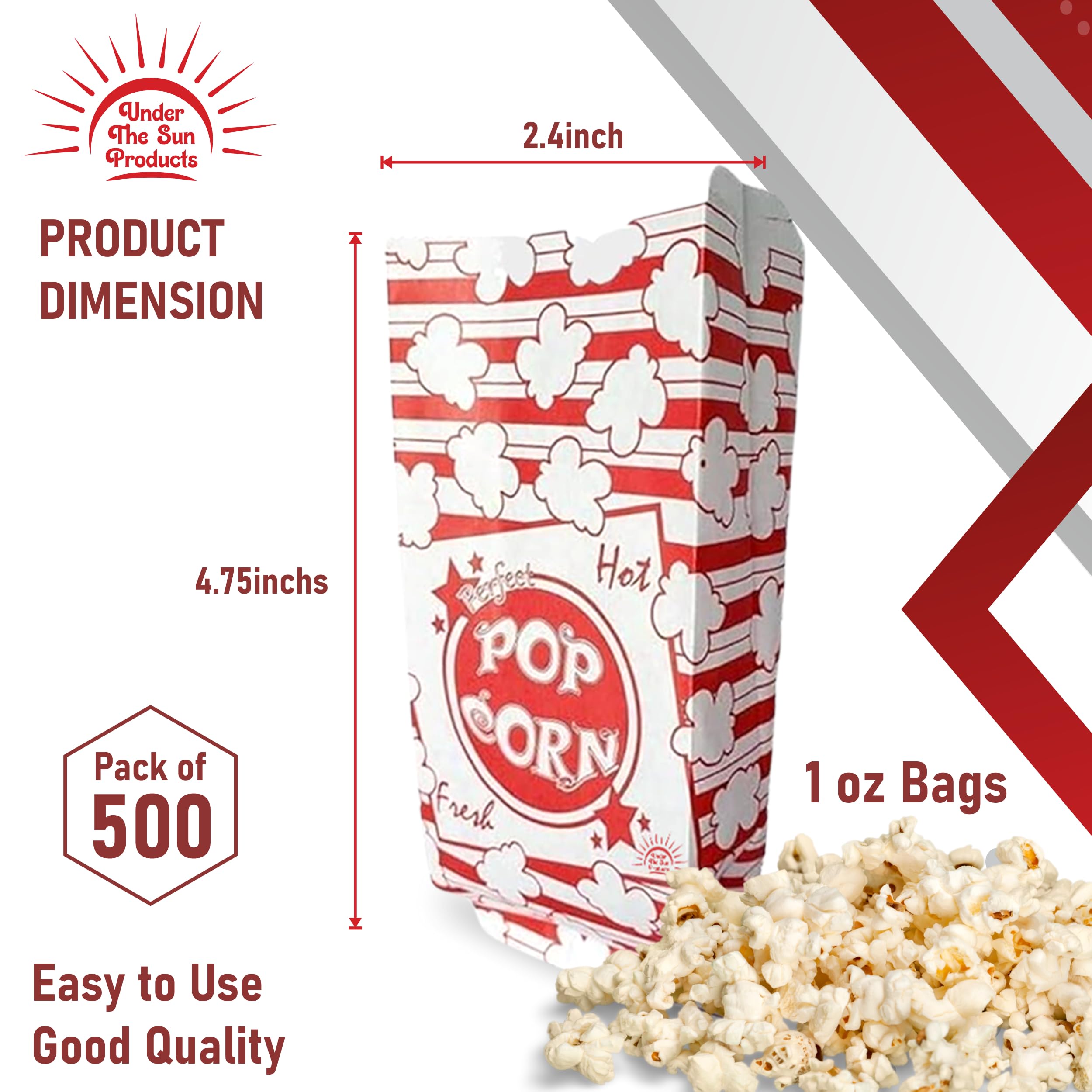 1oz Paper Popcorn Bags for Individual Servings - Pack of 125ct (125)