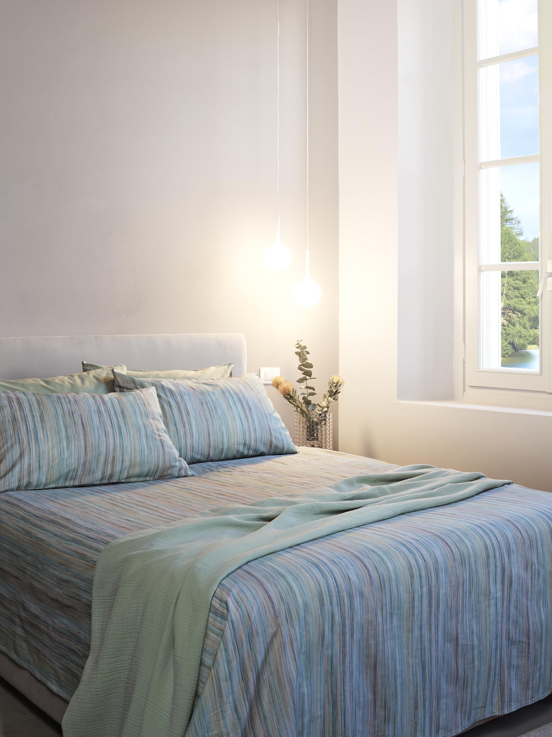 GUZZINI Classic - komplet pościeli bawełnianej perkalowej z prześcieradłem na łóżko queen size 180 x 280 cm + 1 prześcieradło z gumką, pokrowiec na materac na łóżko podwójne 125 x 200 cm, materac 30