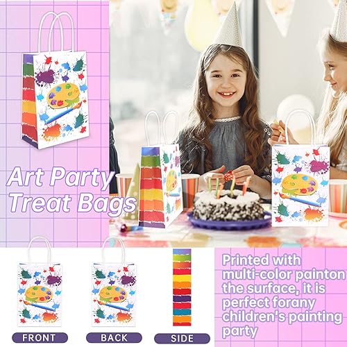 Miniatura 5 de Paquete de 32 bolsas de fiesta artística, bolsas de recuerdo de fiesta de arte de pintura, suministros de fiesta de cumpleaños con temática