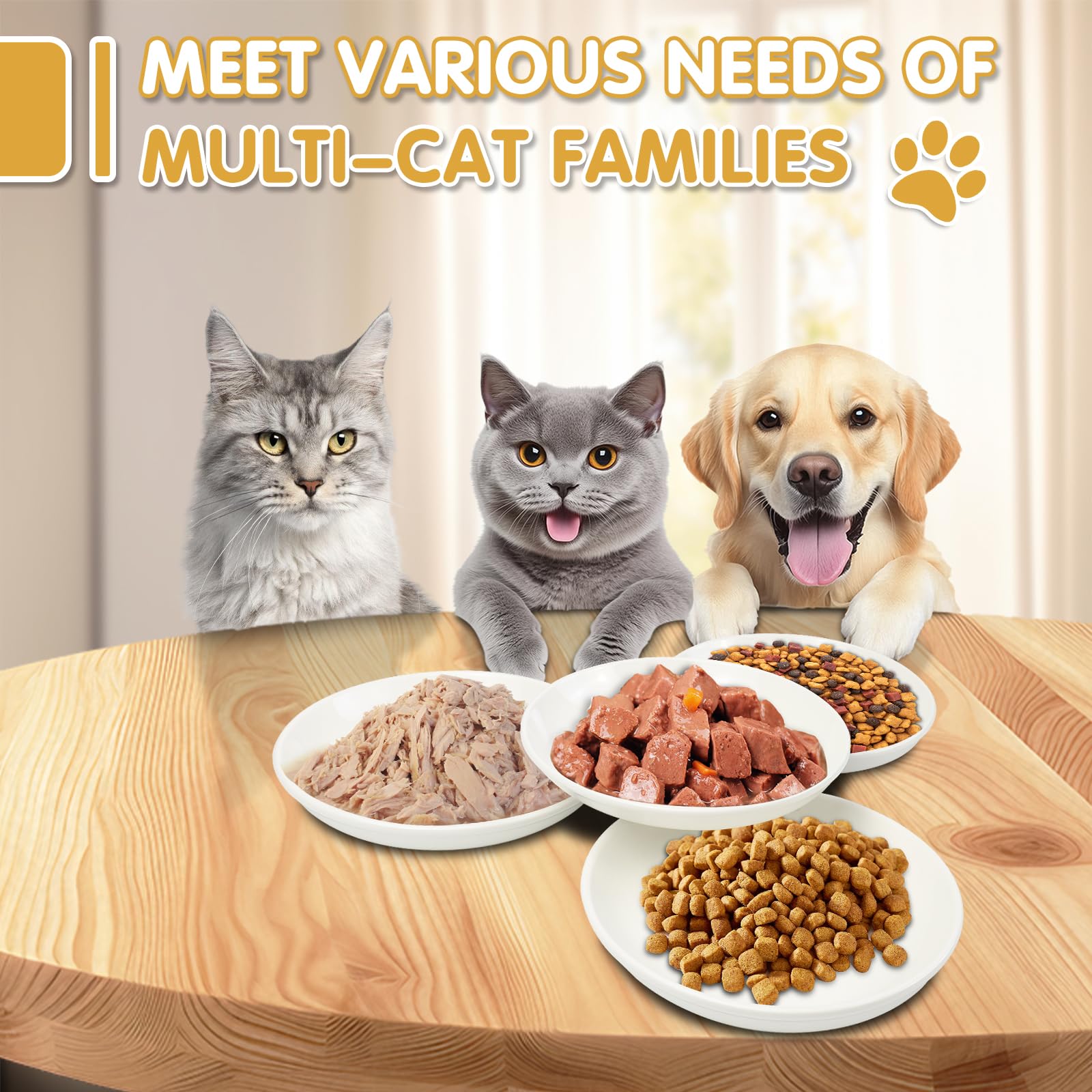 Katzenfutternapf, Keramik-Katzennäpfe, Anti-Schnurrhaar, Müdigkeit, Katzennapf, 14 cm, flache, breite Kätzchenteller für Futter und Wasser, 6 Stück