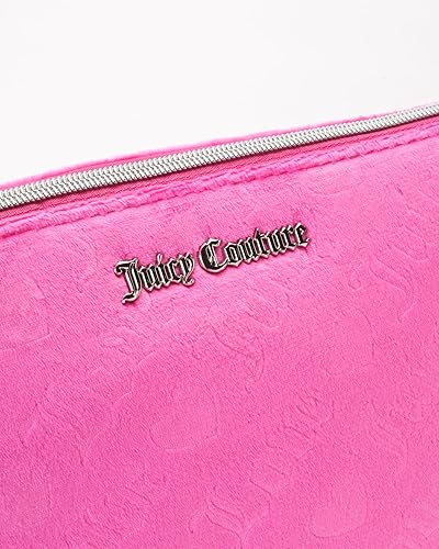Miniatura 4 de Juicy Couture Bolsa de maquillaje rosa Organizador de cosméticos Esenciales de viaje con cremallera superior cuña terciopelo corazón amor