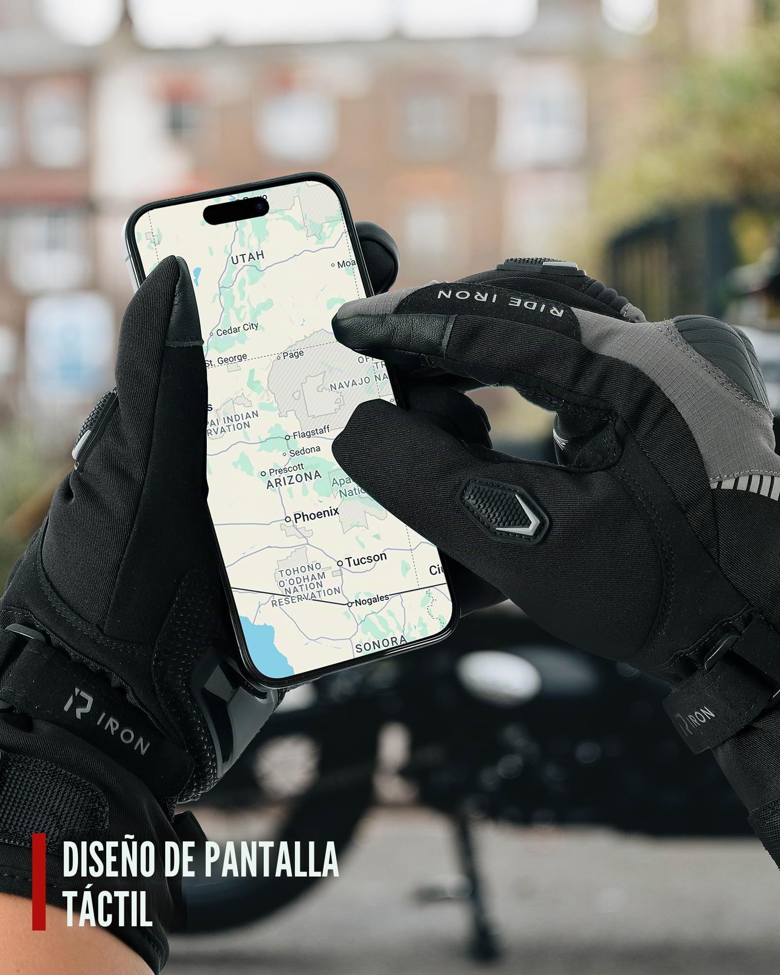 RIDEIRON Guantes Moto Hombre Invierno, Impermeables, con Tecnología 3M, Guantes Moto Touchscreen, Protección y Confort para Conducción en Climas Fríos (Negro, Medium)