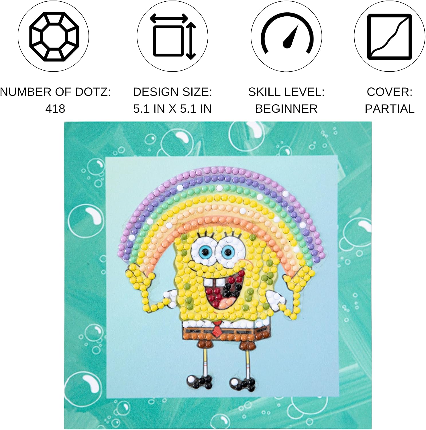 DIAMOND DOTZ Spongebob - Rainbow Diamond Painting Kits for Adults - Diamond Art Kits a Relaxing Creative Craft Kit with Dotz Gems