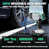 Vista 2 de HAUSHOF Compresor de aire portátil para inflador de neumáticos, bomba de aire inalámbrica de 150 PSI con medidor de presión digital, batería