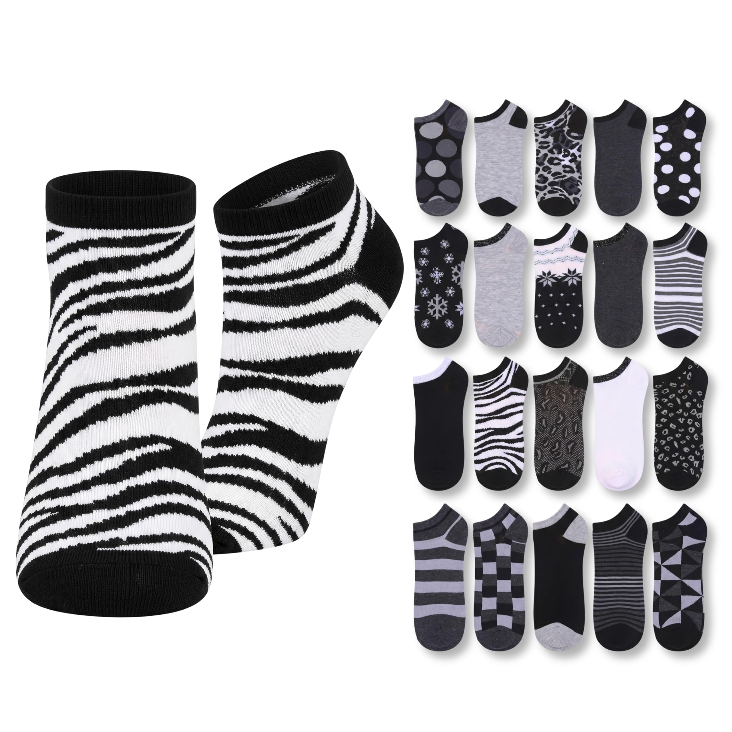 Tipi Toe Women’s 20 Pack Colorful Low Cut Socks – Lightweight, Breathable Design for All-Day Comfort Sizes 9-11/10-13