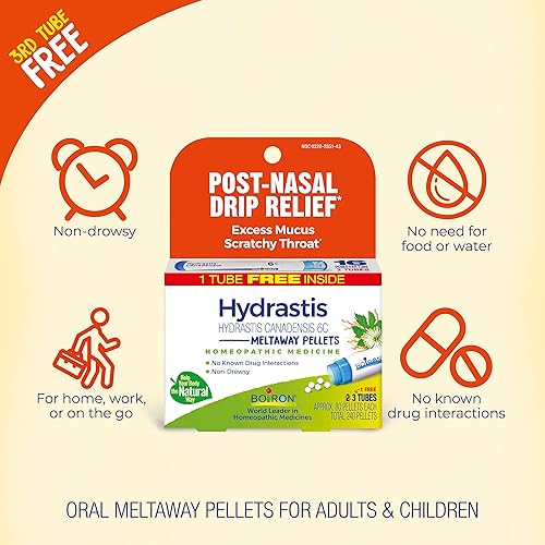 Miniatura 3 de Boiron Hydrastis Canadensis 6C - Medicina homeopática para alivio de goteo postnasal, exceso de moco, garganta raspada, 3 unidades (240 pellets)