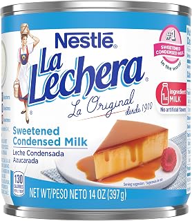 Nestle La Lechera Sweetened Condensed Milk, 14 oz Can - Creamy No Artificial Flavors for Flan, Tres Leches & Desserts