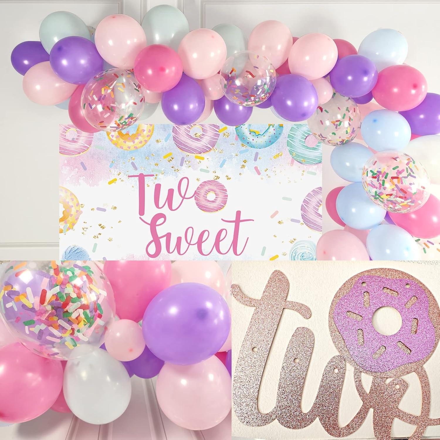Two Sweet Birthday Party Supplies Decorations, Two Sweet Donut Ice Cream Birthday Party Decorations, Ice Cream Donut Theme Second Bday Party Decor, Baby Girl 2nd Bday Decoration - Image 6