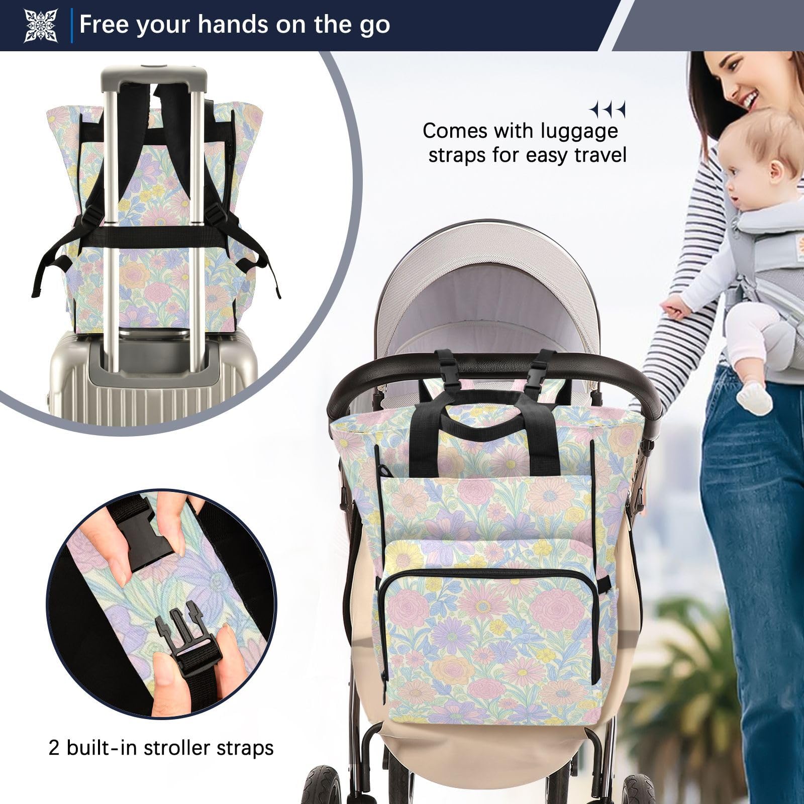Grande borsa per pannolini, unisex, da viaggio, graziosa, elegante, motivo