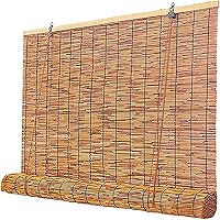 Vista 1 de Cortina de junco, enrollable de bambú, persianas romanas, cortina de bambú natural, persianas inalámbricas, para balcón, patio, ventana y partición