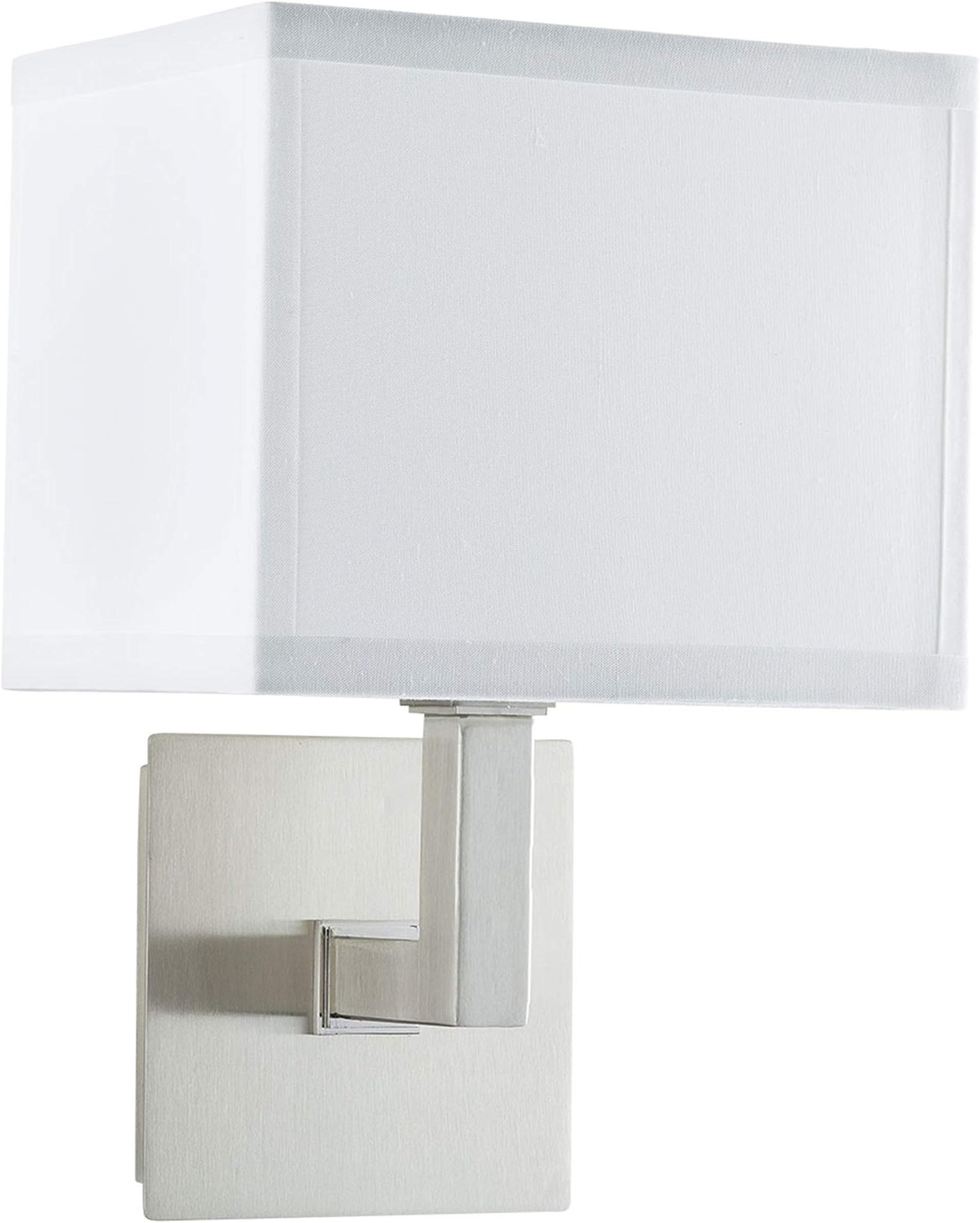Linea di Liara Sofia 1-Light Modern Wall Sconce Wall Lighting Fixture Brushed Nickel with White Fabric Shade Hallway Indoor Wall Lights Wall Lamp for Bedroom and Bathroom Sconces, UL Listed