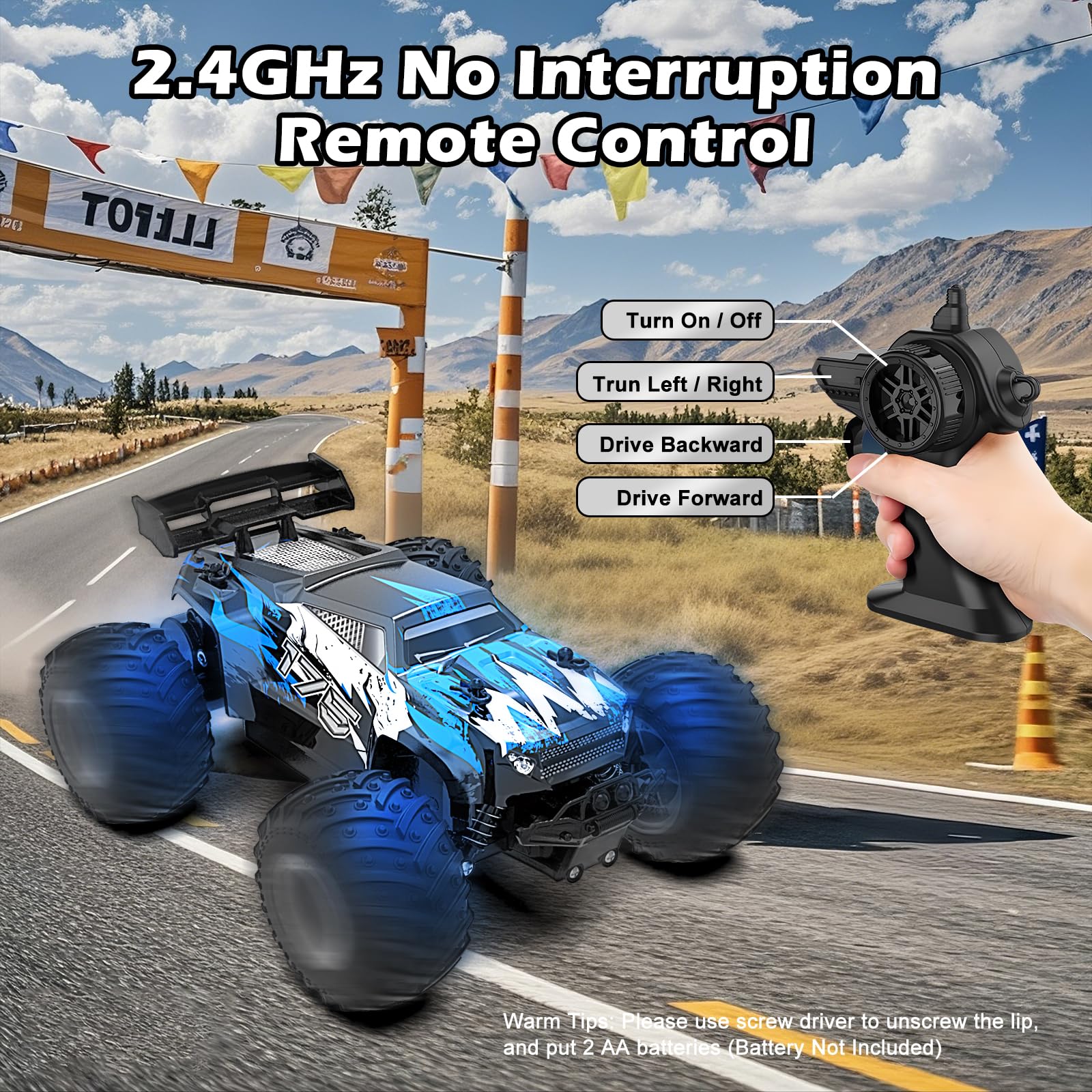 Voiture Télécommandée Tout Terrain: 1: 18 Offroad RC coche teledirigido avec lumière LED, 2,4 GHz Tout Terrain Crawlers RC Voiture Télécommandée avec 2 batteries, 20 km/h Truck pour Enfant Adulte