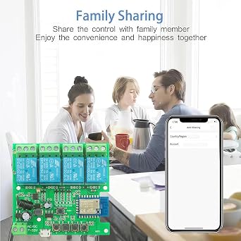 Tuya Smart Life WiFi Momentary Inching Relay Self-Locking Switch Module,DC 7-32V/USB 5V WiFi RF Bluetooth Relay,DIY Smart Home,Compatible with Alexa Goolge Home(1CH) (2CH) (4CH)